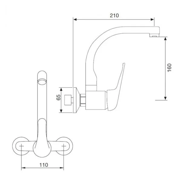 Robinet Mural Standard Largeur 11 pour la Cuisine