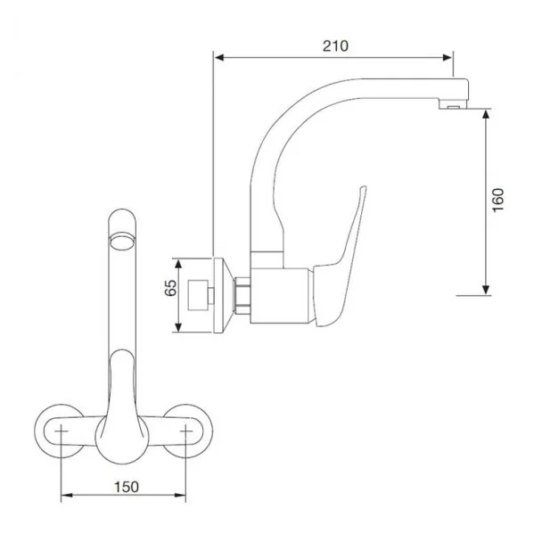 Robinet Mural Standard, la Largeur est de 15 pour la Cuisine