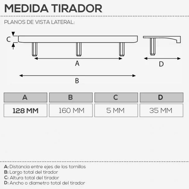 Poignée de Zamak Chrome Mat 4081E 160 mm