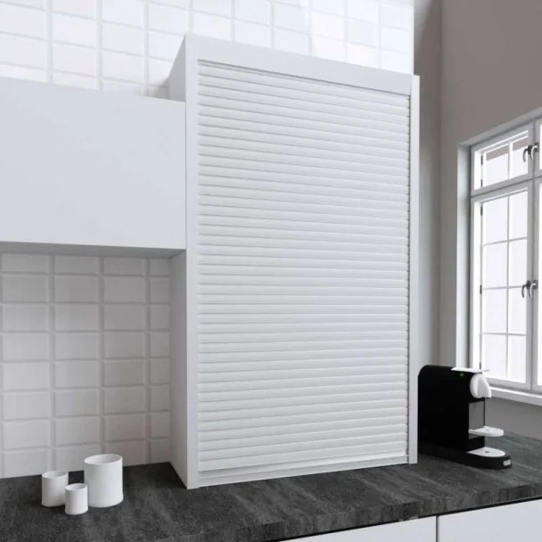Kit Volet Roulant 90 x 150 cm PVC Blanc pour Meubles de Cuisine