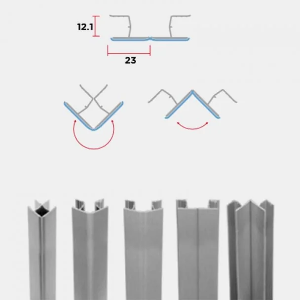 Multi-angle Aluminium Brossé pour Plinthe en PVC de Cuisine