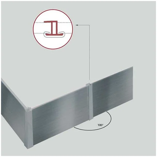 Union Aluminium Brossé pour Plinthe PVC de Cuisine