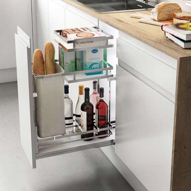 Support à Bouteilles et Pain Amovible 3 Hauteurs Flat Chrome