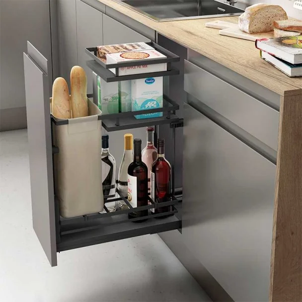 Support à Bouteilles et Pain Amovible 3 Hauteurs Flat Anthracite