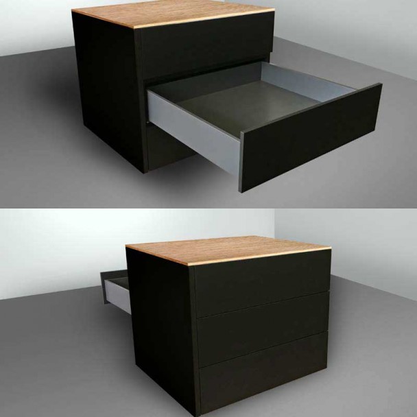 Quincaillerie RIVERSO, Double tiroir avec double accès