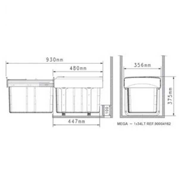 Poubelle amovible 14 + 14 L pour Meuble de 300 mm