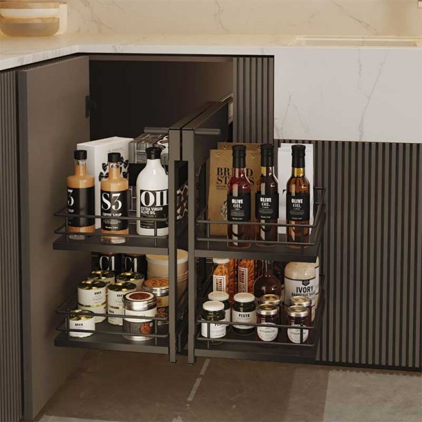 Ferrure Coullisant d'Angle Articulé Compact Anthracite