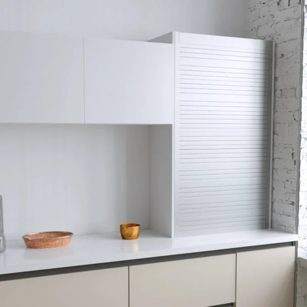 Kit Volet Roulant 60 x 130 cm PVC Inox pour Meubles de Cuisine